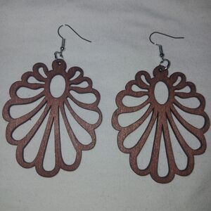 Elegant Brown Wooden Earrings